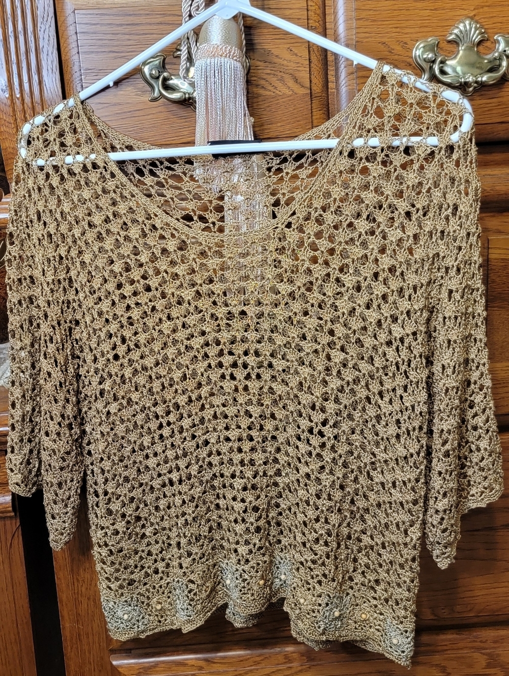 Citi Dress Open-Knit Scoop Neck Blouse Size Medium